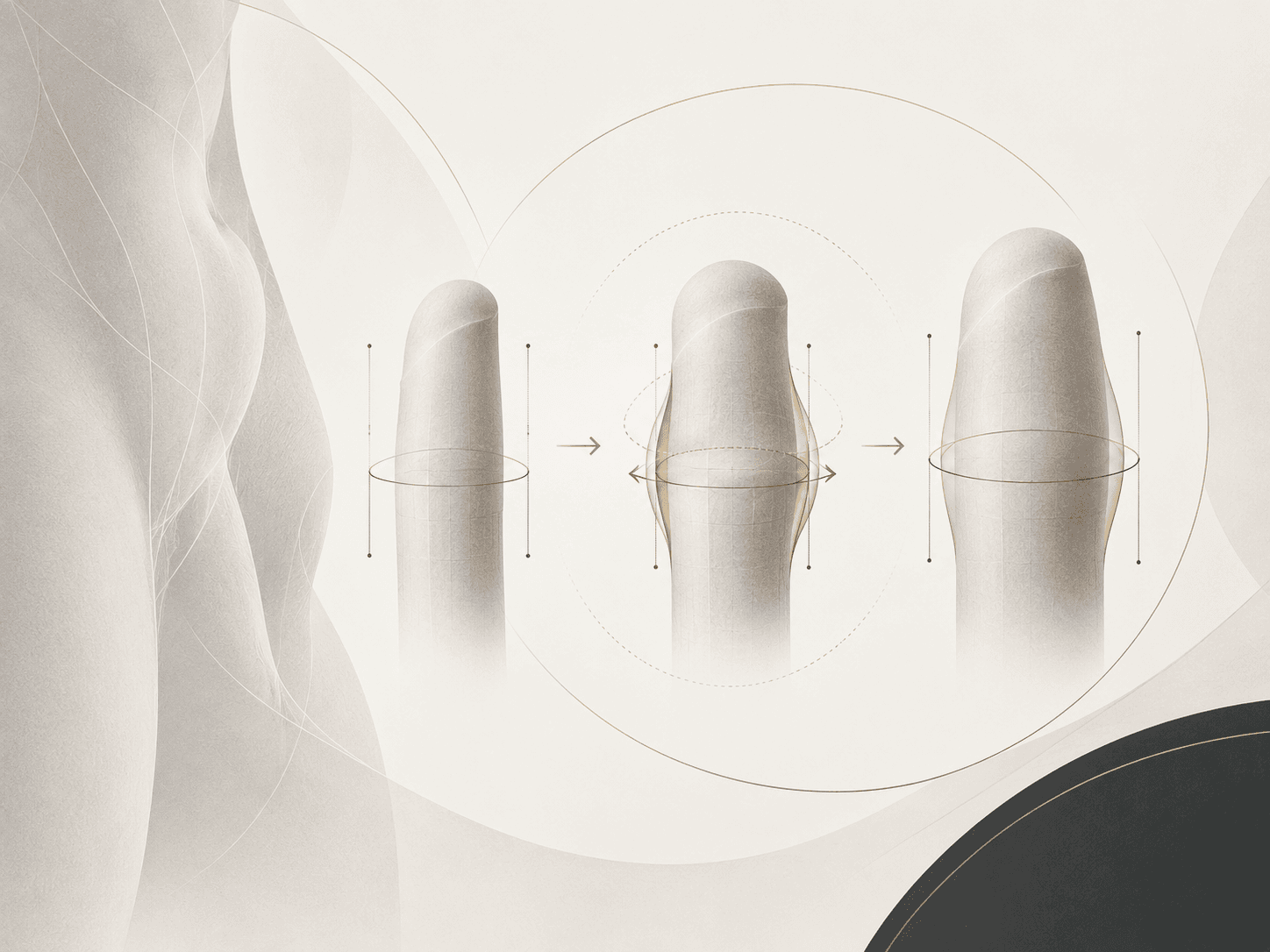 Abstract illustration of a stepped increase in circumference, representing the concept of penile girth enhancement